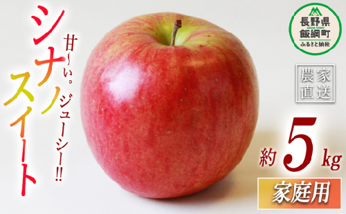 りんご シナノスイート 家庭用 5kg エバラ農園 沖縄県への配送不可 2023年10月上旬頃から2023年11月中旬頃まで順次発送予定 令和5年度収穫分 信州 果物 フルーツ リンゴ 林檎 長野 12500円 予約 農家直送 長野県 飯綱町 [1631]