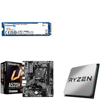 AMD 〈鈔省價〉R5 5600X MPK+技嘉 A520M H ARGB D4+金士頓 NV3 1TB SSD