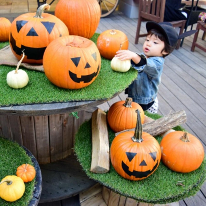 ハロウィン 飾り カボチャ L1個とS4個（かぼちゃ ジャックオーランタン パンプキン 玄関 屋外 骸骨 外 壁 木 小物 ツリー 庭 飾り 窓  ガーランド | LINEショッピング