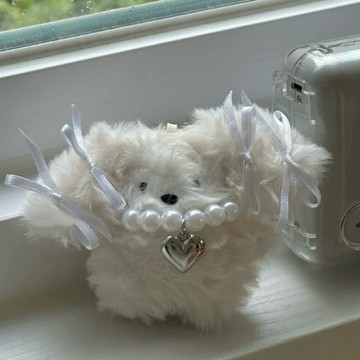 𝐋𝐚 𝐅𝐞𝐞𖤐【隔日到貨】可鹽可甜🩶愛心珍珠項鍊狗狗鑰匙圈 吊飾｜蝴蝶結吊飾 交換禮物 背包掛件 韓系吊飾 可愛掛件