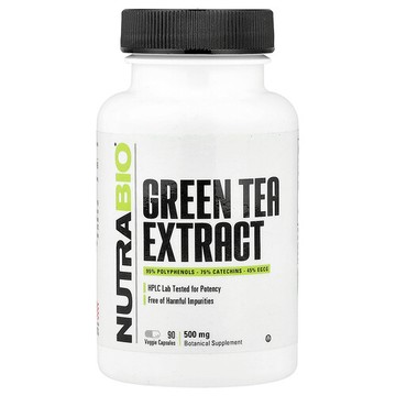 NutraBio, 綠茶提取物，500 毫克，90 粒素食膠囊