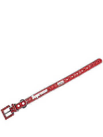 Supreme - B.B. Simon studded dog collar - unisex - Leather/Crystal/Metal - M - Red