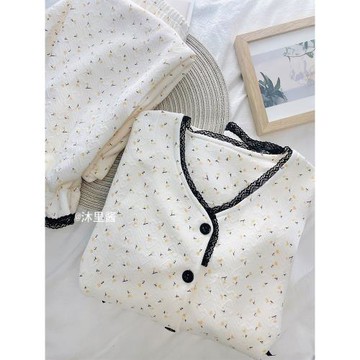 溫柔顯白 睡衣女秋冬款ins風碎花甜美可愛網紅可外穿空氣棉家居服