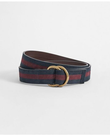 Brooks Brothers Men's Suede Stripe D-Ring Belt | Size XL