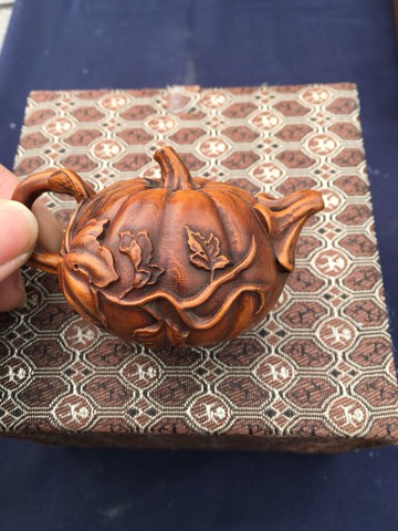 黃楊木南瓜把把糊，做工精細，包漿老道，造型獨特，精巧好玩1入