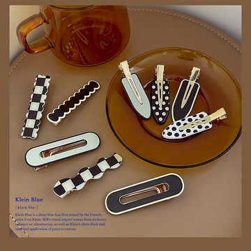 棋盤格子發夾側邊夏季劉海碎發邊夾黑白無痕鴨嘴發卡頭發夾子頭飾
