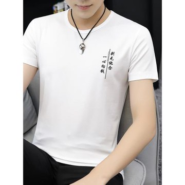 莫代爾白色t恤男士短袖2025新款潮流ins冰絲冰感半袖夏季圓領體恤