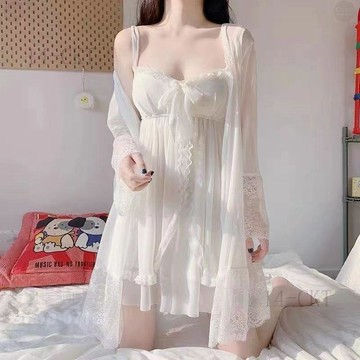 【店鋪熱銷】📍大呎碼40-100公斤復古甜美宮廷風蕾絲睡衣女春夏寬松韓版夏季吊帶睡裙家居服兩件套性感純欲法式睡衣吊帶睡