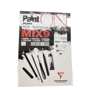 Clairefontaine 九色 多元繪圖本 Paint ON MIX9 A4 250g/m² 21x29.7cm  27張