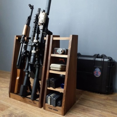 ガンラック ハンドガン・ライフル銃用収納 木製ライフルスタンド