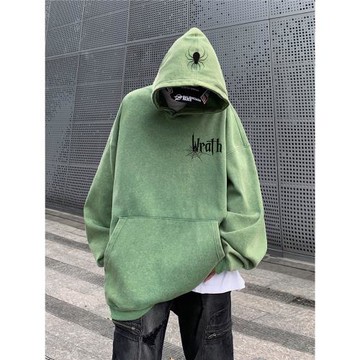 美式復古連帽衛衣男春秋款潮牌水洗做舊重磅男生外套秋季新款衣服