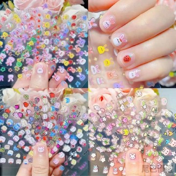 💖嚴選優品兒童可愛卡通小兔指甲貼公主寶寶防水美甲貼花小孩玩具兔子貼紙