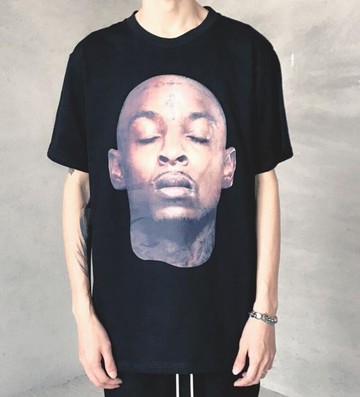 FINDSENSE MD 時尚 男 潮 街頭 個性歐美頭像印花字母印花 寬鬆 五分袖 短袖T恤 特色短T