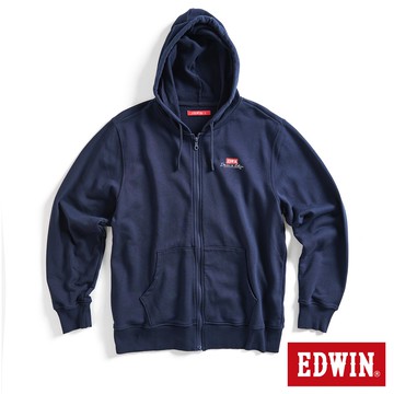 EDWIN 男款 網路獨家 率性風格LOGO連帽拉T外套(丈青色)
