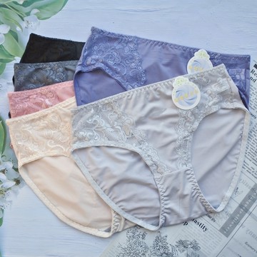 適合XXL或3L加大柔情緹花網紗三角褲(建議31~38腰)加大尺碼 大碼 XXL加大碼加大女生內褲性感內褲大尺碼3406