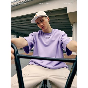 美式260G重磅馬卡龍落肩短袖T恤男女夏季潮牌索羅娜運動寬松上衣