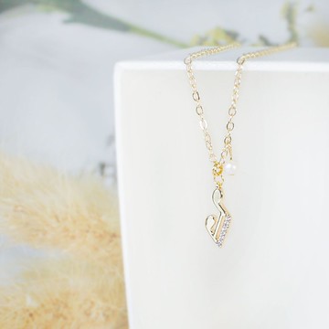 Giftest 淡水珍珠 / 天韻 音符基督教音樂項鍊聖經情人節禮物N43