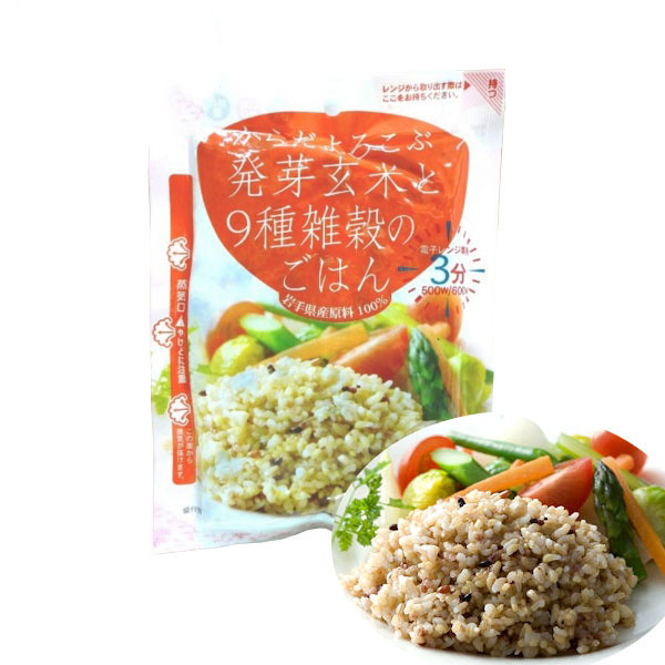 JAグリーンサービス花巻 からだよろこぶ発芽玄米と9種雑穀のごはん 160g×10パック（お試用：黒米のごはん160g×1パック）