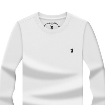 【新款熱賣】男裝經典重磅保羅正品刺繡商務圓領包邊套頭簡約男