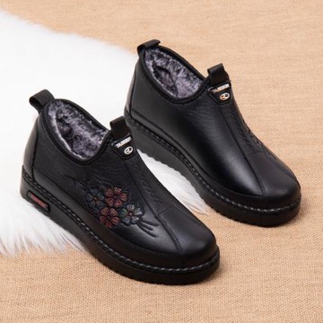 冬季老北京布鞋女棉鞋高幫加絨媽媽防滑軟底老太太老人奶奶保暖鞋