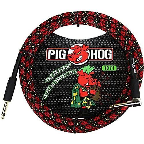 オーディオ ケーブル |Pig Hog PCH10PLR Straight to Right-Angle Tartain Plaid