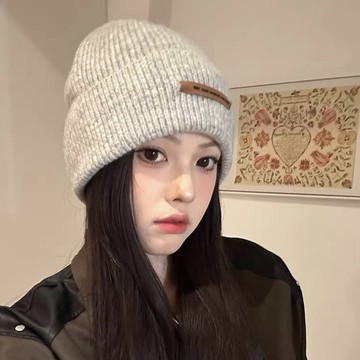 【Ms】 帽子 冷帽 韓國 保暖帽 毛帽 紗線帽羊毛高品質秋冬帽子加厚保暖秋冬季新款大頭圍顯針織包頭 帽子男 帽子女