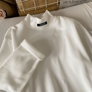 白色加絨加厚打底衫女新款秋冬內搭洋氣德絨長袖t恤上衣服