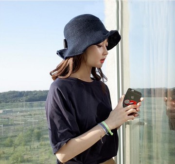 【 韓國】法式優雅小黑蝴蝶結親子圓帽