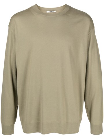 Auralee - crew-neck wool jumper - men - Wool - 3 - Green
