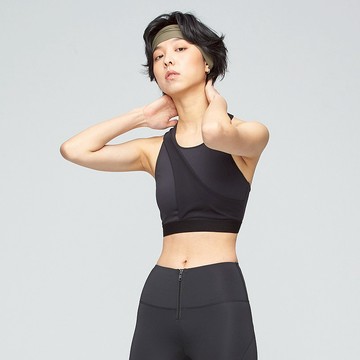 不可退換 /網紗造型運動內衣(女)-膠片黑