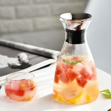 丹麥風格涼水壺 耐熱玻璃冷水壺 大容量夏日果汁飲料壺涼白開水壺