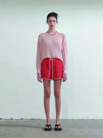 Lace string shorts - Red