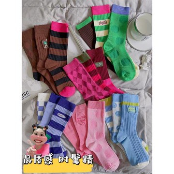 3雙 質量很好 純棉外穿潮 條紋中筒襪堆堆襪襪子女女士女生春秋款