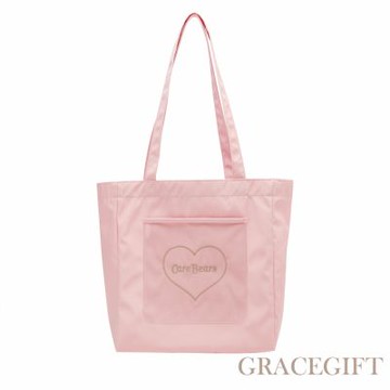 【Grace Gift】Care Bears-樂觀小熊透明尼龍托特包 粉紅