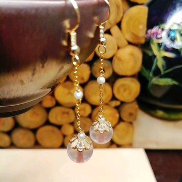 金銀財寶Jinyin caibao 14K星光粉晶耳勾