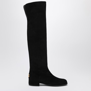 High suede boot black