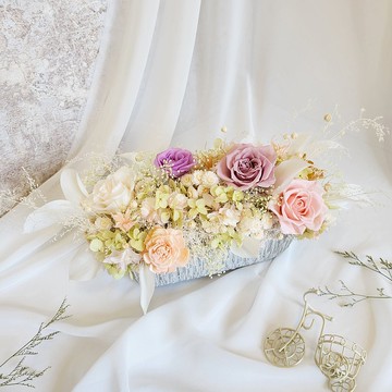 典雅桌花 莫蘭迪色系 桌花 開幕盆花 永生花 乾燥花 居家擺設