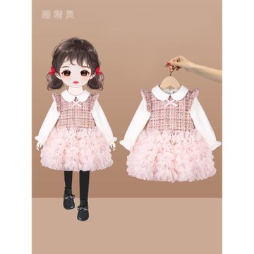 2026秋冬裝女童裙子洋氣寶寶周歲禮服生日公主裙蓬蓬網紗兒童裙子