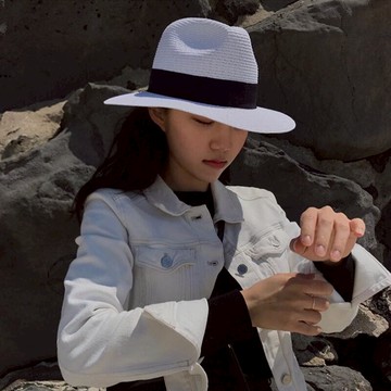 手工草編沙灘帽女夏天海邊出游度假帽子太陽帽遮陽帽巴拿馬草帽夏1入