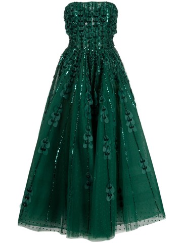 Saiid Kobeisy - heart-appliqué beaded tulle dress - women - Polyester - 44 - Green