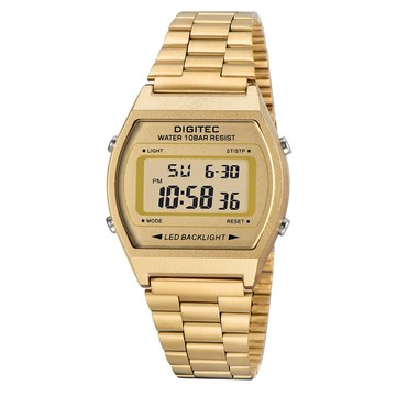 DIGITEC 數碼科技 MDG-6060R 經典復古時尚電子運動鐵腕男女錶 金-4
