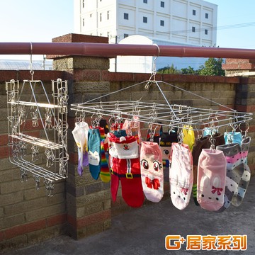 【G+居家】2組304不鏽鋼秒收防風曬衣架30夾(曬襪夾/防風襪架/曬襪架)
