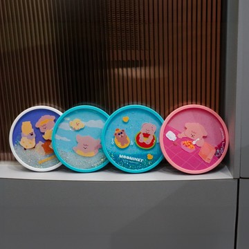 🇰🇷韓國KKOBA 現貨 Moominzy 流沙杯墊 狗狗款 貴賓狗 紅貴賓 杯墊