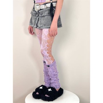 BON 小眾破洞馬海毛襪套千禧辣妹y2k中筒亞文化堆堆襪學院風腿套