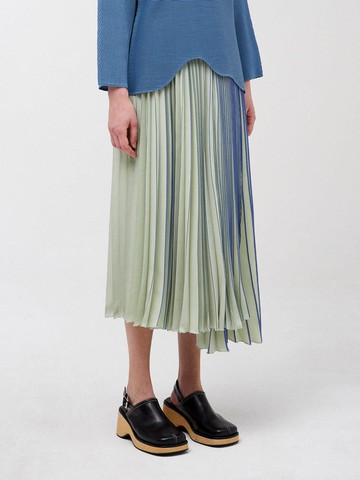 Unbalanced Color Block Pleated Skirt (LPSKS125001)
