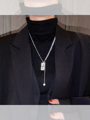 雙C珍珠項鏈輕奢小眾高級感鉆鏈毛衣鏈韓國氣質網紅鎖骨鏈飾品女