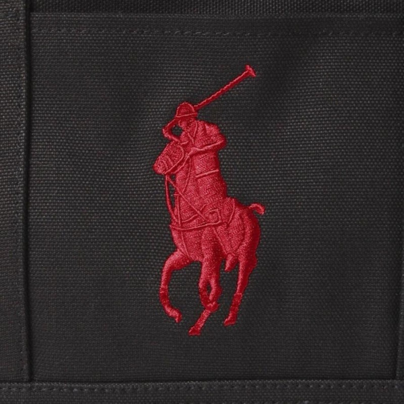 ラルフローレン Ralph Lauren ポロラルフローレン バッグ RAS10142A スクール トート ミディアム ポニー ショルダー トートバッグ  M ブラック＋レッド | LINEブランドカタログ