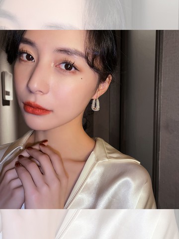 塔蘭小香風U型耳環年新款潮時尚冷淡風網紅珍珠耳飾女高級感