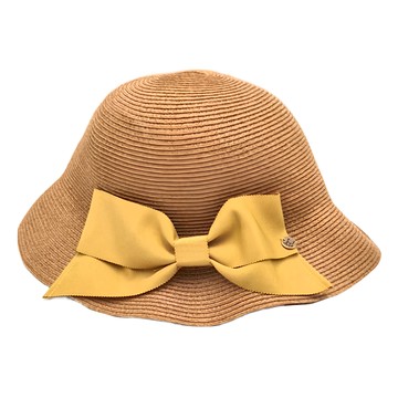 Bebehome 兒童日式抗UV蝴蝶結親子草帽 黃色 頭圍54cm 輕巧透氣