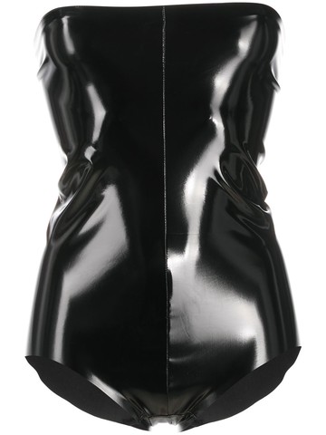 Alchemy - x Lia Aram patent-effect strapless bodysuit - women - Polyamide/Polyester - L - Black